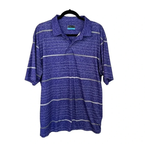 PGA Tour Men's Short Sleeve Blue Striped Jersey Performance Polo Size XL GUC - Picture 1 of 7